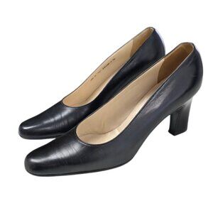Bally Sheena Leather Heels, Blade Heel, Black, Timeless, Classic, Size 9.5 M